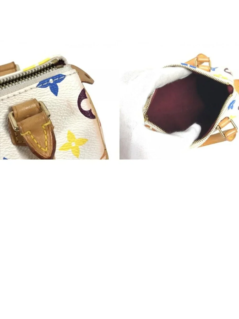 Louis Vuitton Handbag Mini Speedy Monogram Multicolor Canvas Blanc White